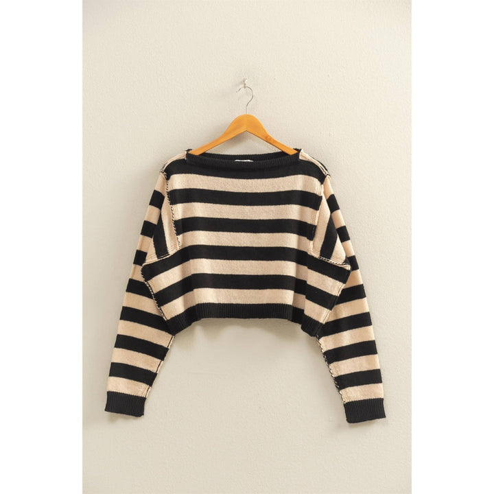 Relaxed Fit Striped Boat Neck Sweater  DS29