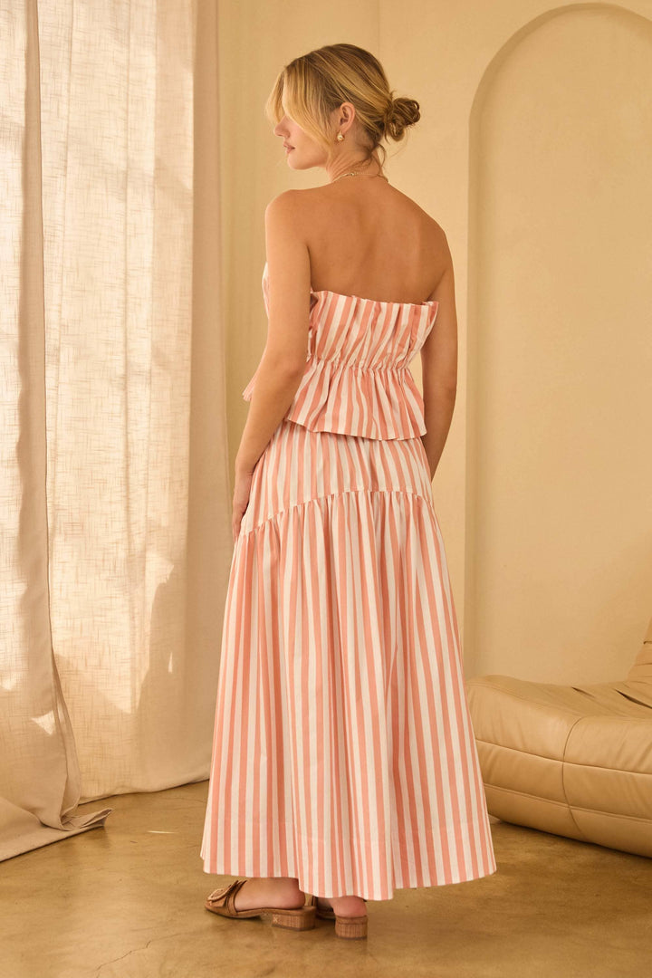 Striped Tiered Maxi Skirt SB86