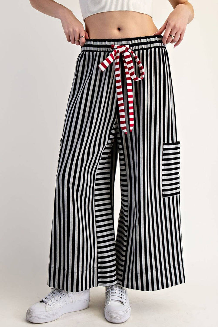 PL7632 - STRIPED SIDE POCKET PANTS