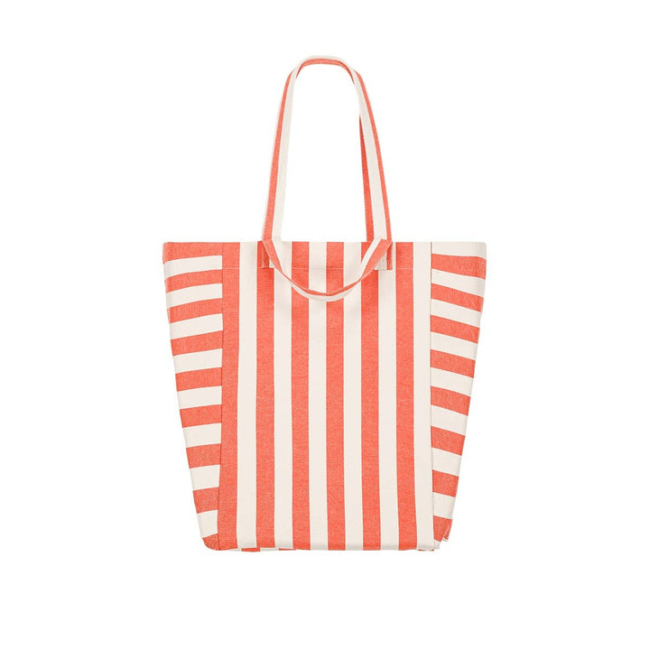 ELISABETH TOTE BAG STRIPES GREIGE/ TOMATO