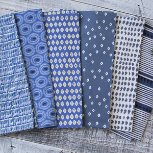 Laya Blue Block Printed Napkins - set of 4