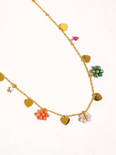 Load image into Gallery viewer, Melvin 18K Gold Non-Tarnish Flower &amp; Hearts Necklace FLA06