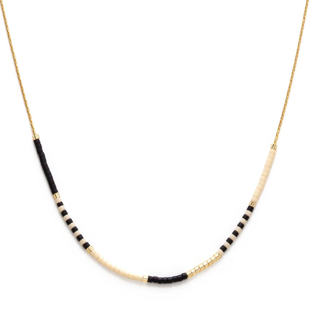 Black &amp; Bone - Japanese Seed Bead Necklace AS59