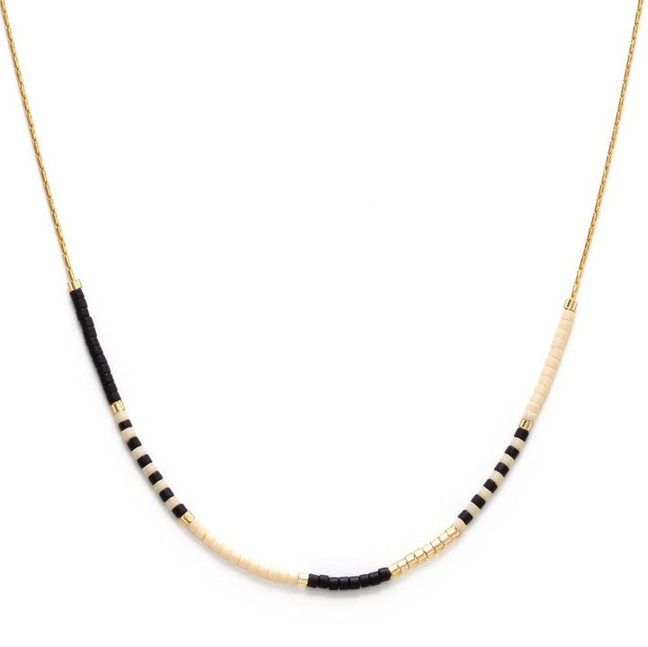 Black &amp; Bone - Japanese Seed Bead Necklace AS59