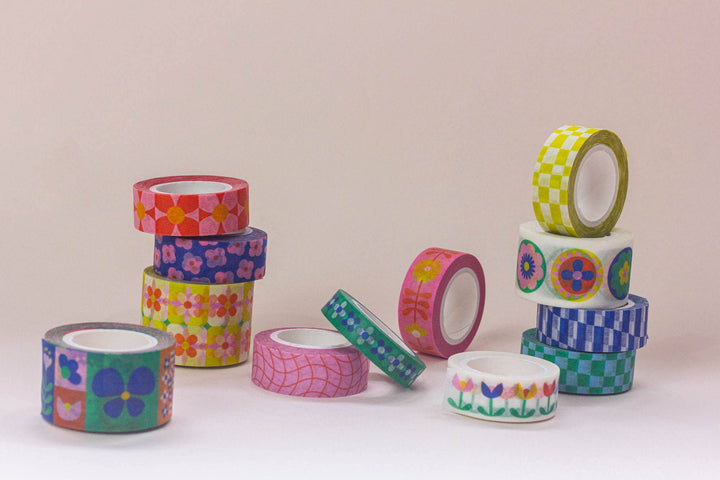 Primrose Party 15mm • Retro Scattered Flowers Washi Tape MD22