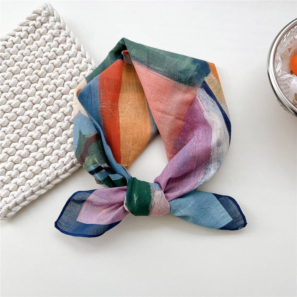 Artistic Wildflower Landscape Print Square Scarf