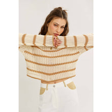 Load image into Gallery viewer, LAID BACK STAPLE STRIPE COTTON SWEATER WITH CONTRAST TRIM