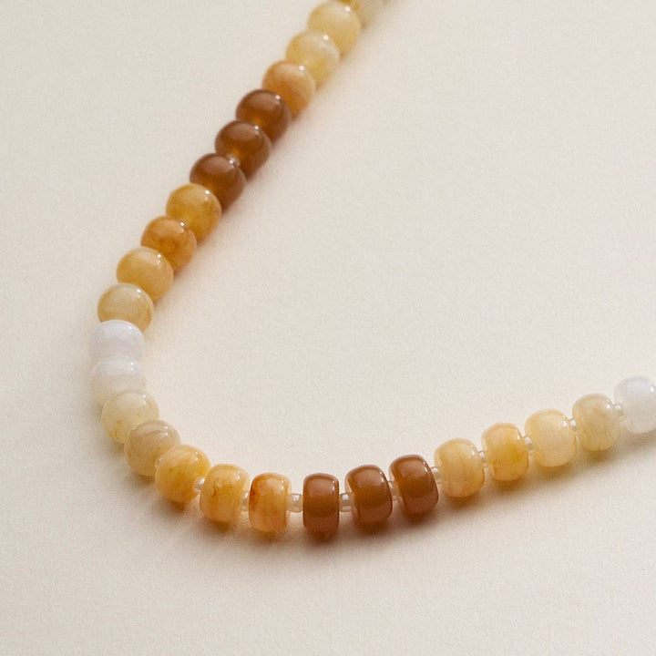 Gradient Color Round Disc Beaded Necklace DMT