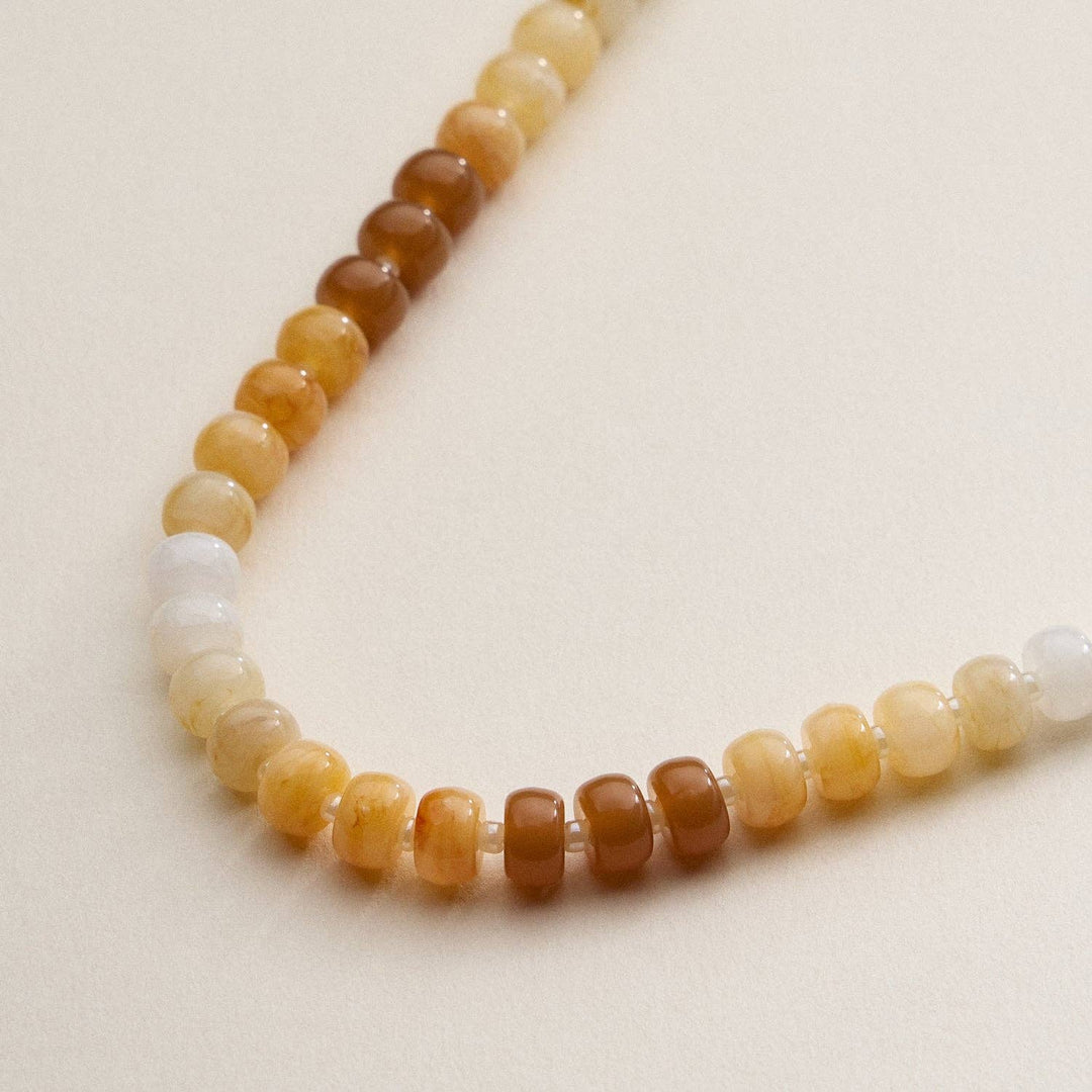 Gradient Color Round Disc Beaded | Necklace FR929