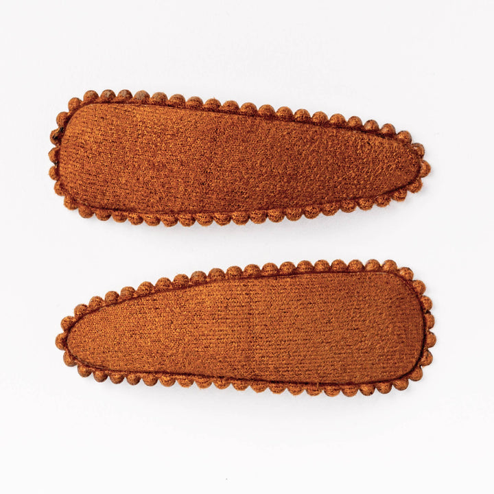 Pumpkin Spice Burnt Orange Suede Fabric Hair Clips FC92