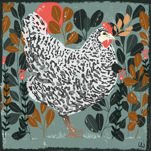 Hen square print 20x20 cm.