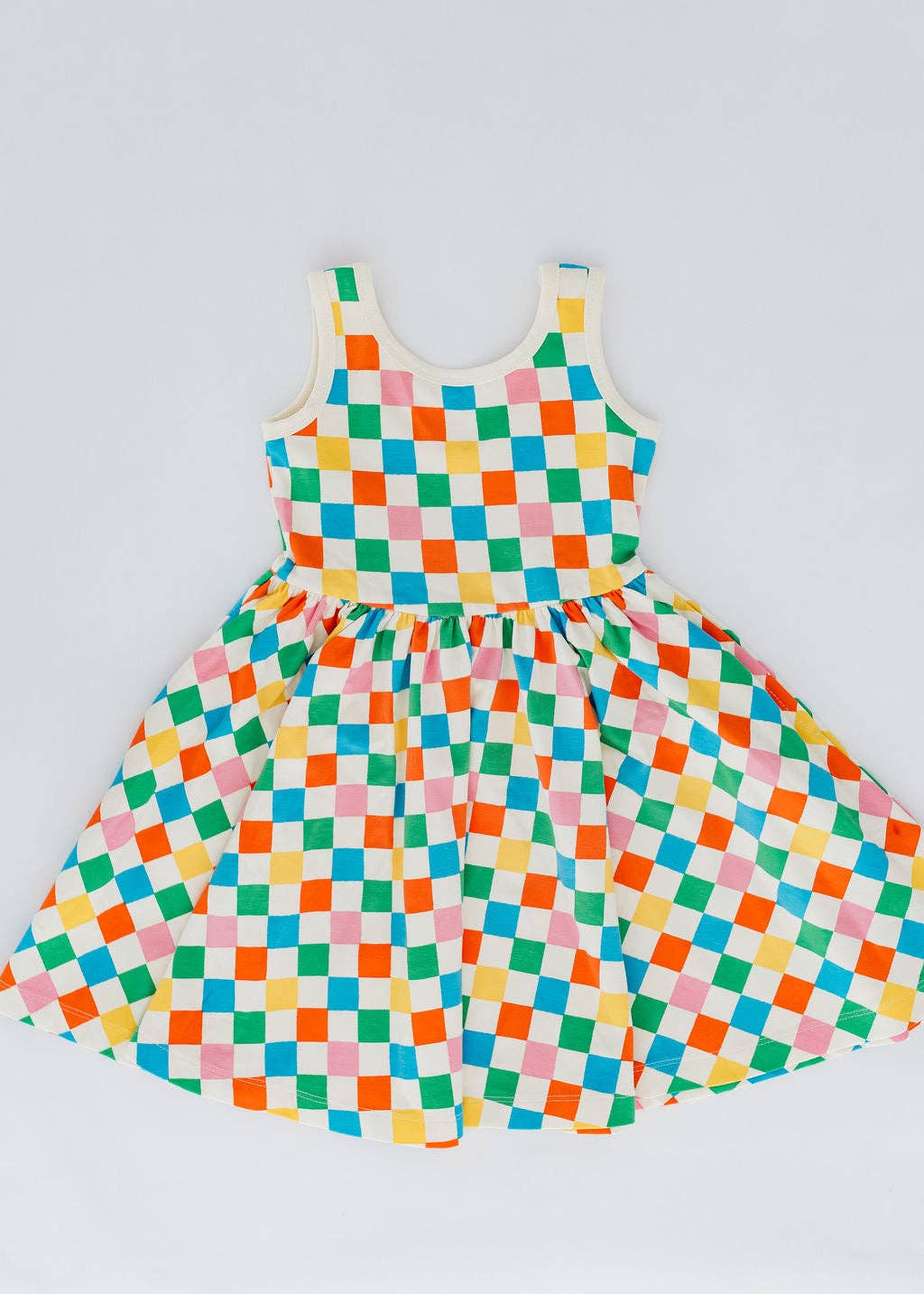 Sleeveless Twirl Dress in Party Checkers GAK22