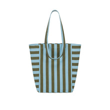 Load image into Gallery viewer, ELISABETH TOTE BAG STRIPES OLIVE / BLUE