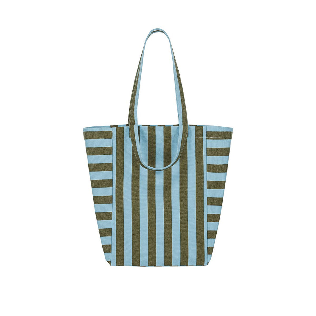 ELISABETH TOTE BAG STRIPES OLIVE / BLUE
