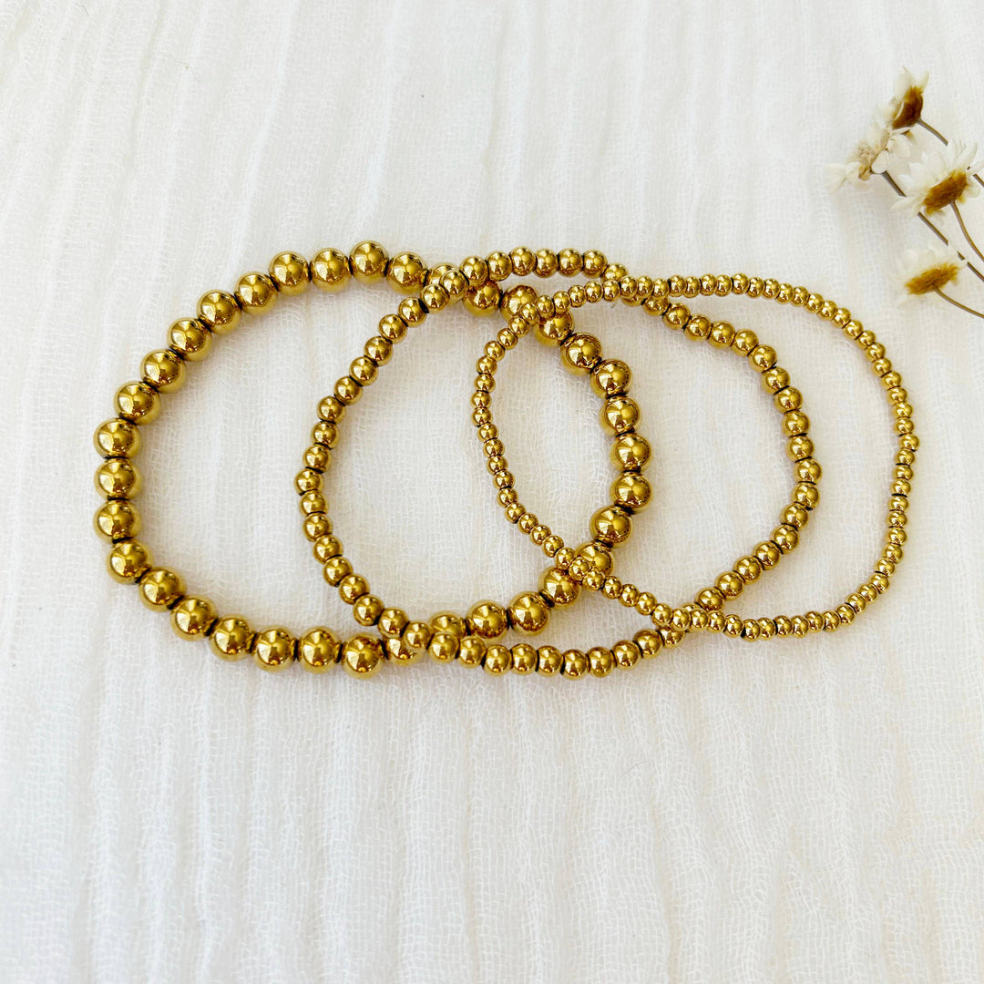 Gold Beaded Stacking Bracelet Set KT15