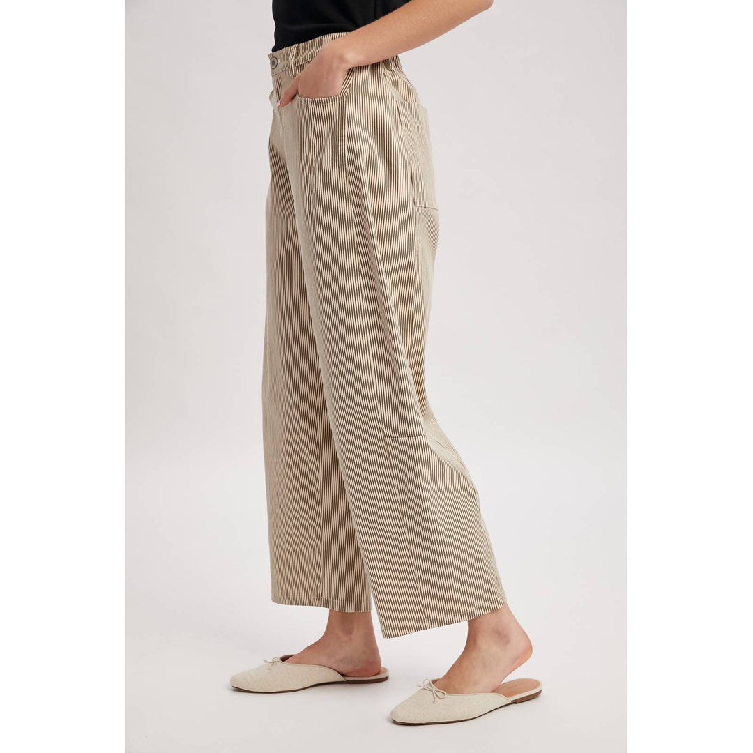 PINSTRIPE RELAXED WIDE LEG COTTON PANTS / WL25
