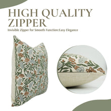 Load image into Gallery viewer, Traditional Block Linen Blend Pillow Cover - Thorny Stems FB03