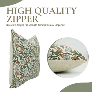 Traditional Block Linen Blend Pillow Cover - Thorny Stems FB03
