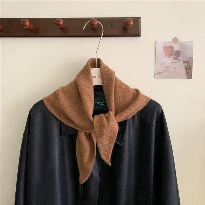 Wool Solid Color Knitted Triangle Scarf MS932