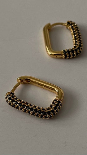 Rectangle Stone Earrings - Black Zirconia NM09