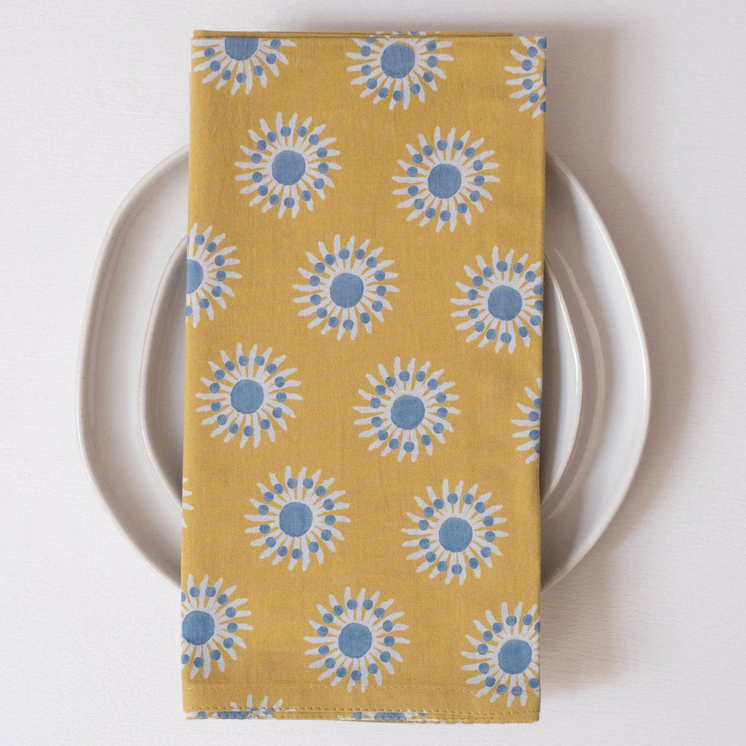 Sunflower Yellow Block Printed Napkins - set of 4 GM997
