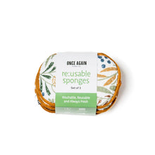 Load image into Gallery viewer, RE:Usable Sponge Set of 3 - Floral in Inca Gold