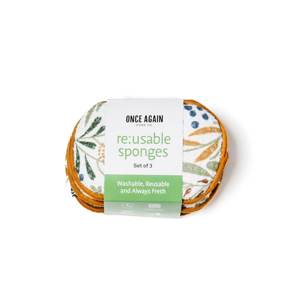 RE:Usable Sponge Set of 3 - Floral in Inca Gold