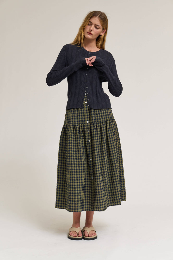 50711 - FRONT BUTTON CHECK SKIRT