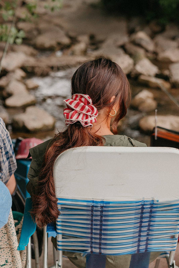 RED DENIM CORSET SCRUNCHIE