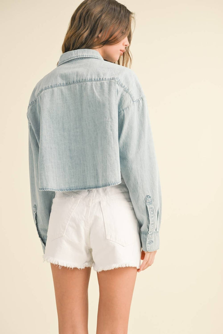 T3859   BUTTONDOWN SHORT BODY DENIM SHIRTS