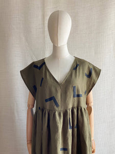 Olive linen dress
