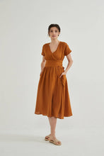 Load image into Gallery viewer, Fiona 100% Linen Wrap Side Tie Dress