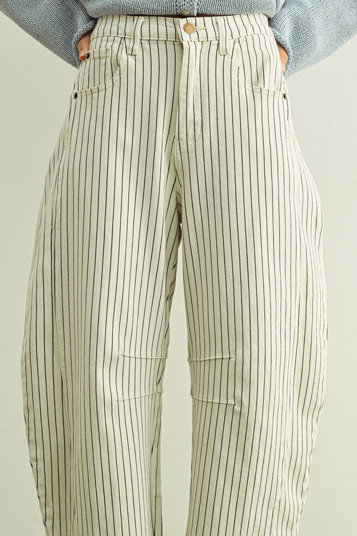 PINSTRIPED BARREL PANTS MM763