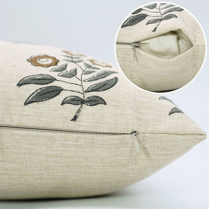 Stylish Block Print Linen Blend Cushion Cover - Neha FB06