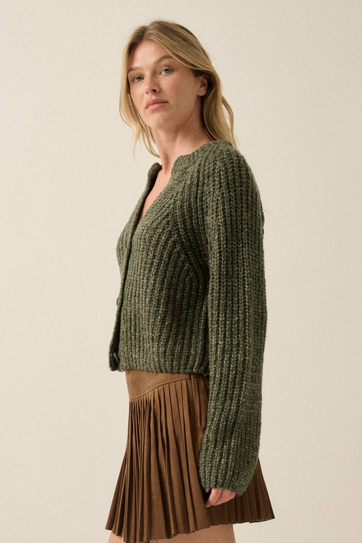Confetti Button-Front Cardigan Sweater UT28