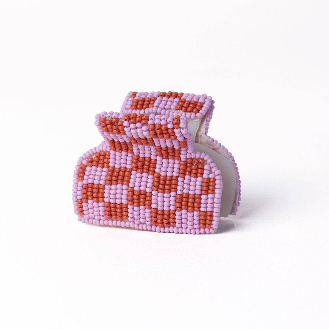 Gia Petite Multi-Color Checked Claw Lavender + Rust Check