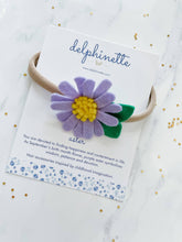 Load image into Gallery viewer, Aster Baby Headband l September Birth Month Flower Gift