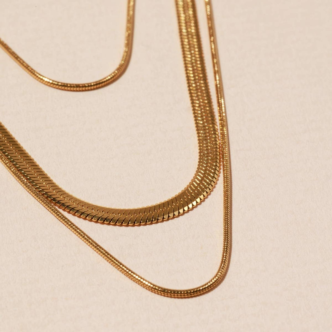 Layered 18K Gold Dip Stainless Steel Basic Necklace FRN22