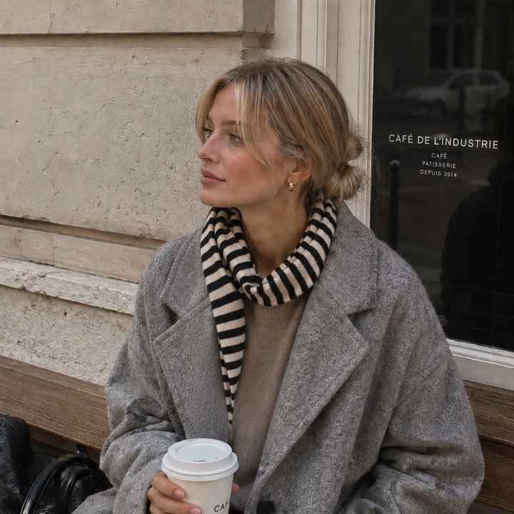 Slim Minimalist Knit Scarf – Two-Tone &amp; Striped EY76