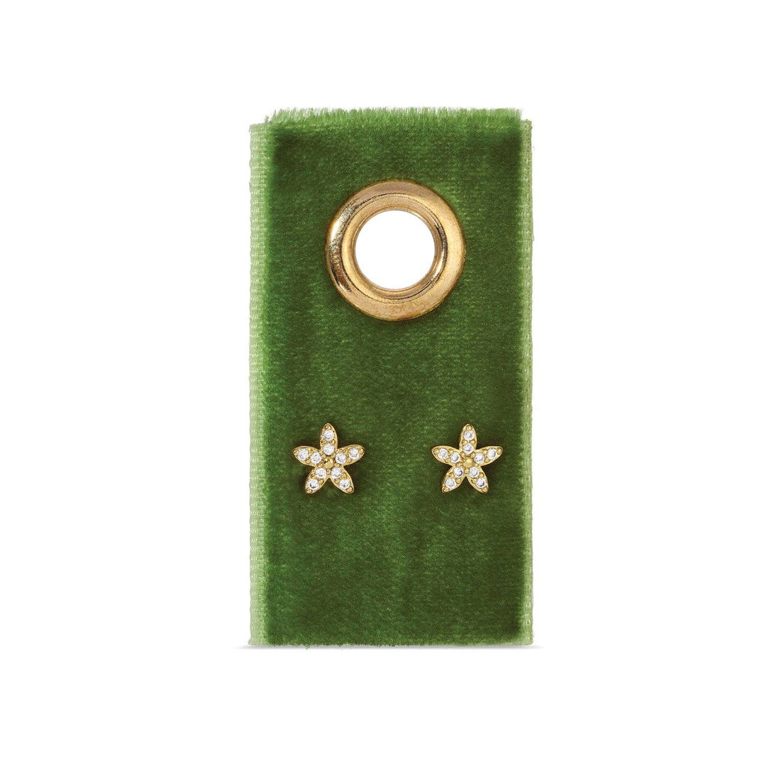 Pavé Flower Studs On Velvet Tag SP923
