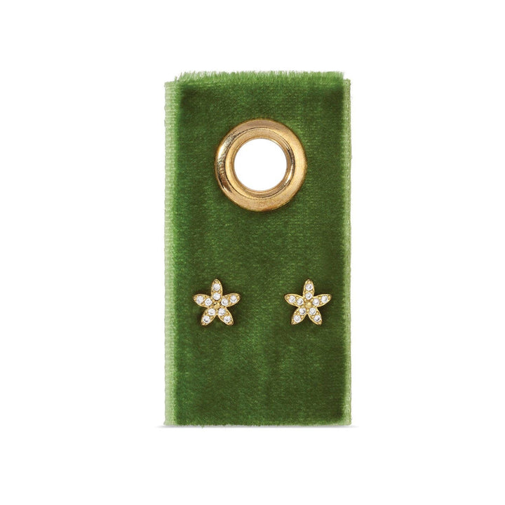 Pavé Flower Studs On Velvet Tag SP923