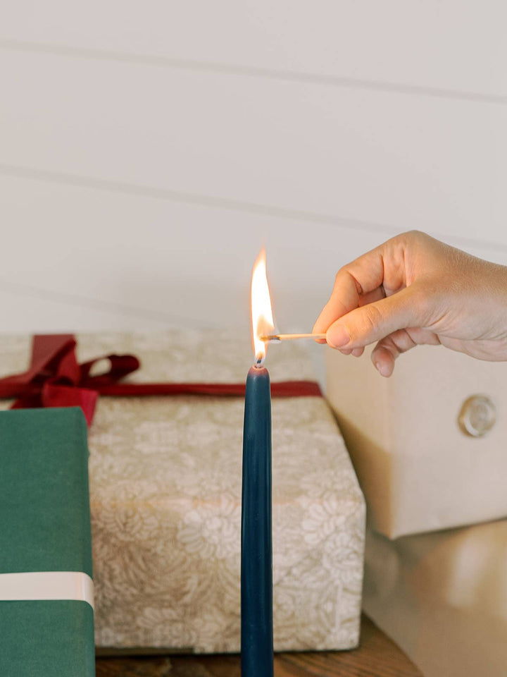 Midnight Blue | Dipped Beeswax Taper Candles | All Natural