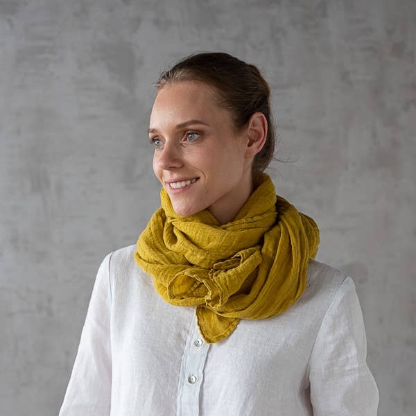 Linen Scarf Mustard Garza LM222