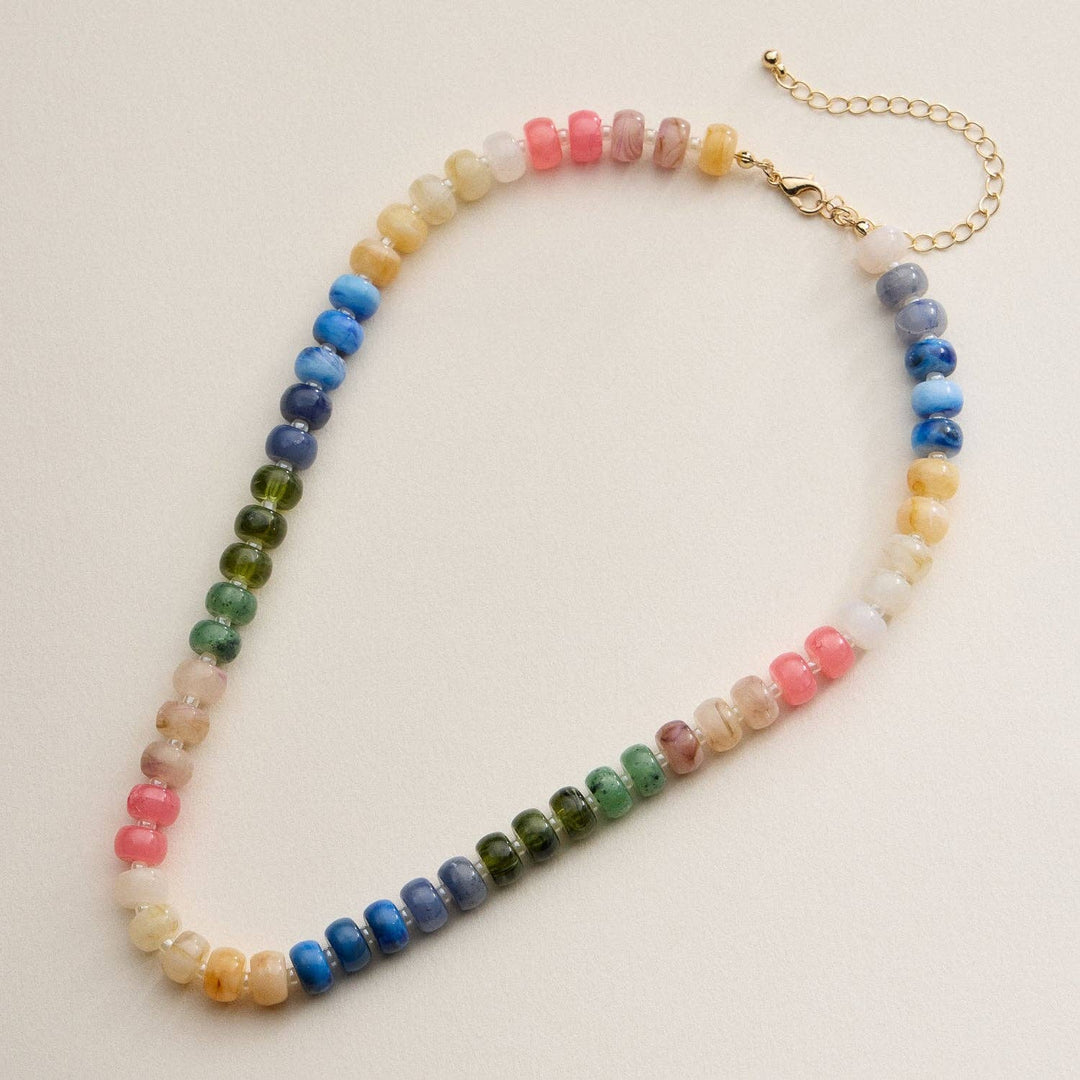 Gradient Color Round Disc Beaded | Necklace FR929
