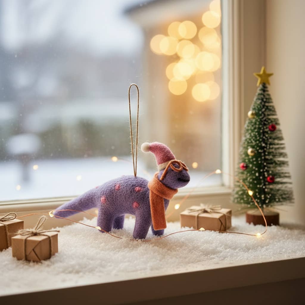 Handmade Felt Demi the Dinosaur Hanging Decoration