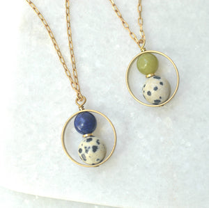 Billie - Nested Gemstone Circle Pendant Necklace