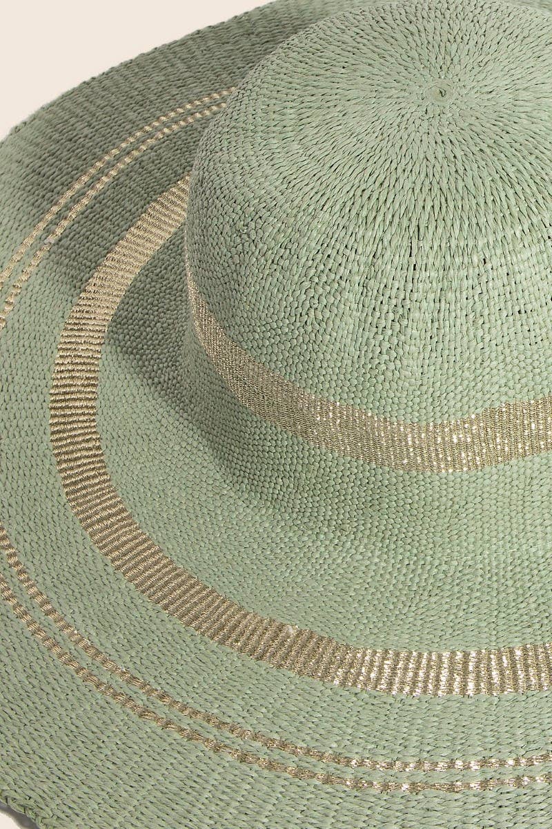 Metallic Accent Trim Floppy Sun Hat