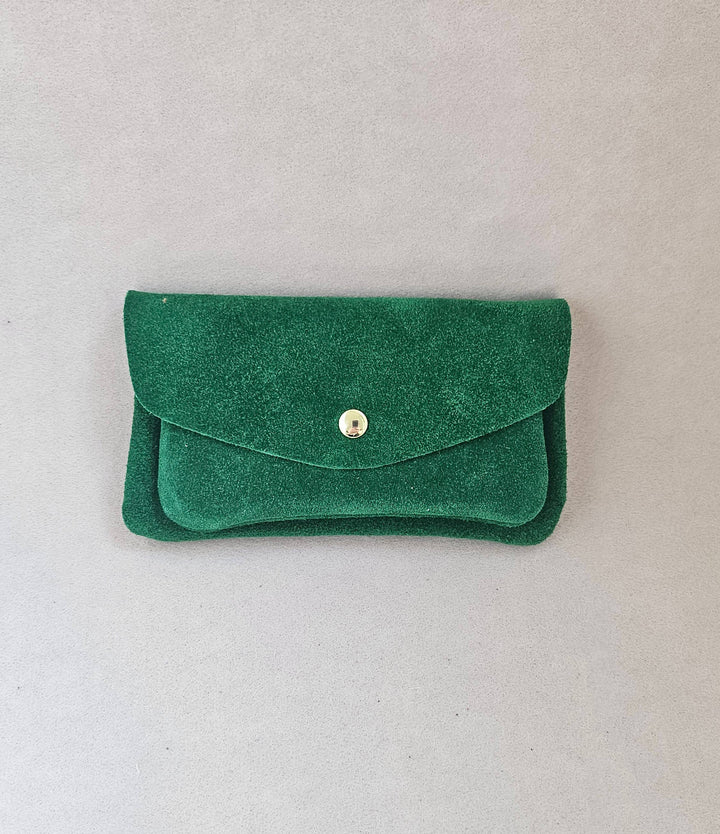 Suede-effect leather pouch - kangaroo: Watermelon