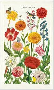 Vintage tea towel flower garden