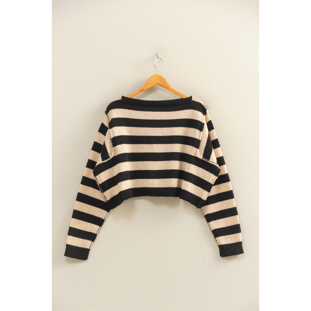 Relaxed Fit Striped Boat Neck Sweater  DS29